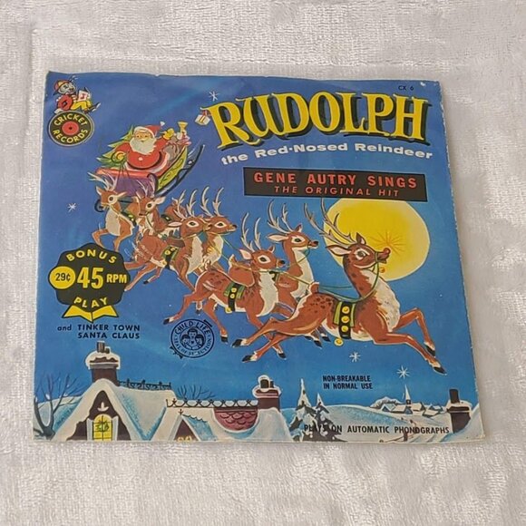 Gene Autry Rudolph The Red Nosed Reindeer / Tinker Town Santa Claus 45 RPM Vinyl - Picture 9 of 9